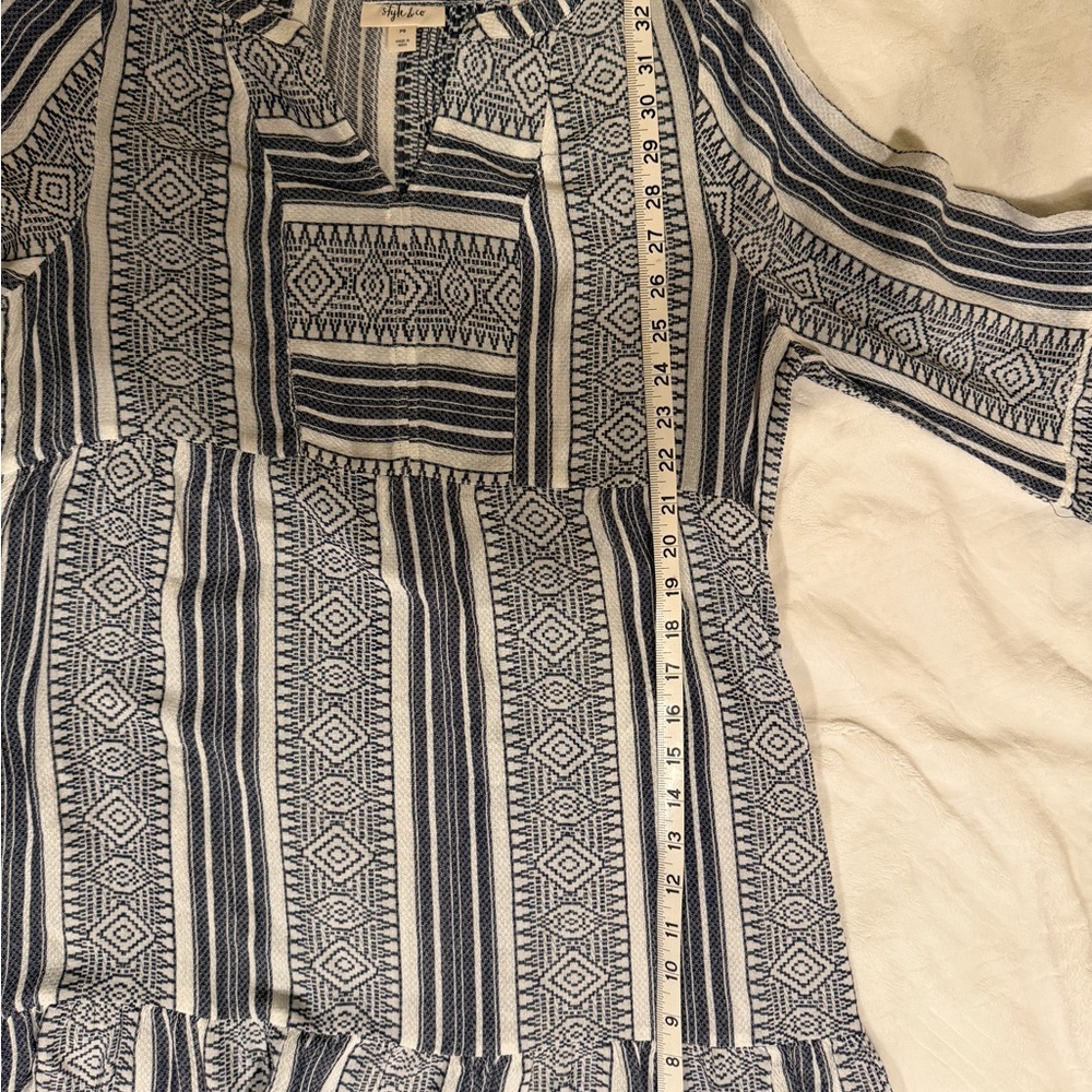 NWT style&Co petite S in Blue and White Patterned Dress - Picture 9 of 10